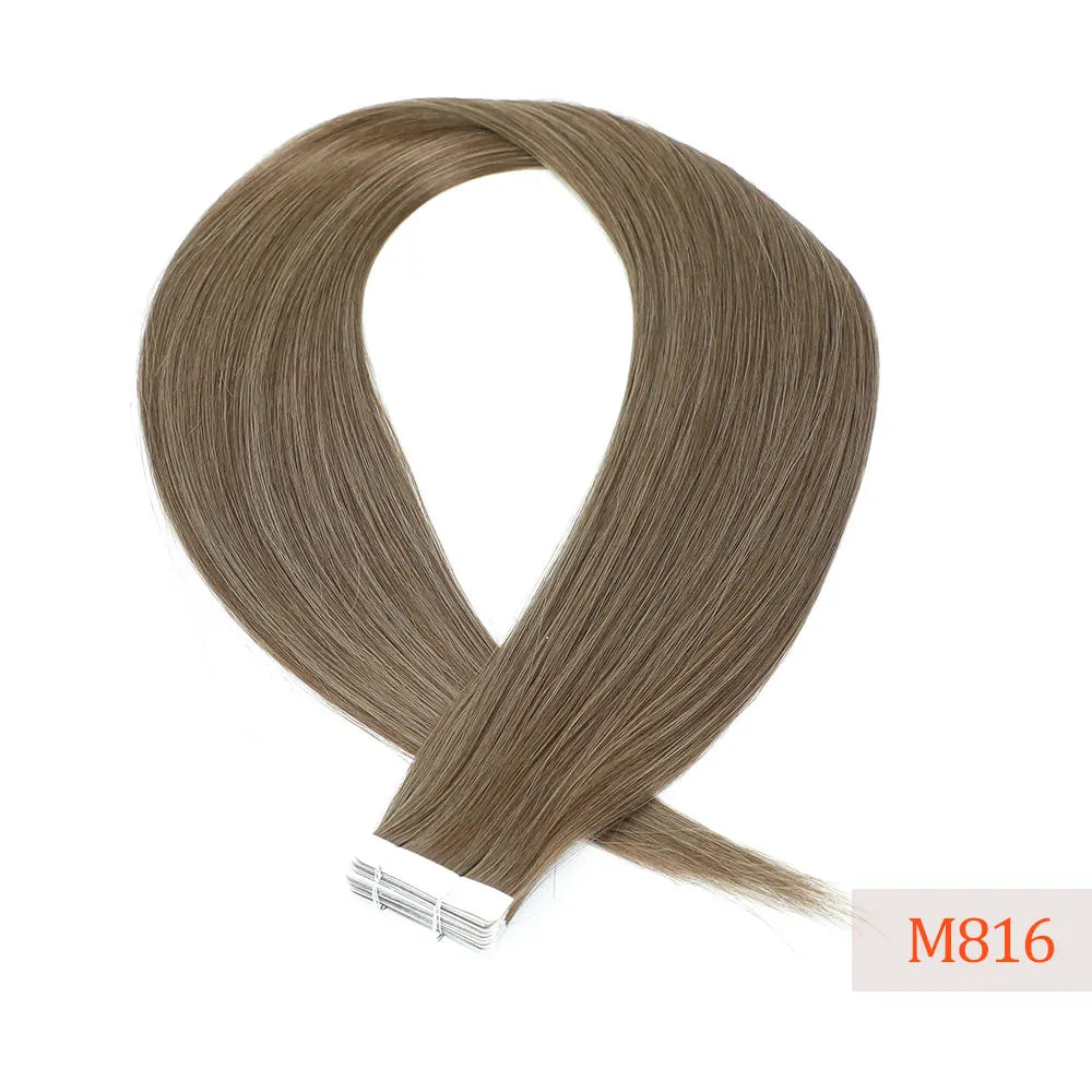 26" Straight Tape In Hair Extensions 20pcs 50 Grams Heat Resistant Fiber Colored Tape In Hair Double Sided Adhesives Hair