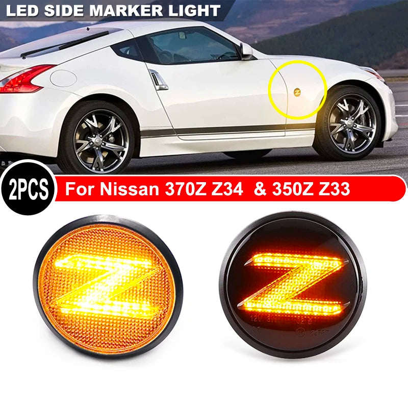 2Pcs LED Side Marker Light Dynamic Turn Signal Lamp For Nissan 370Z Z34 2009-2020 350Z Z33 2003-2009 Replace OEM 261601EK0A