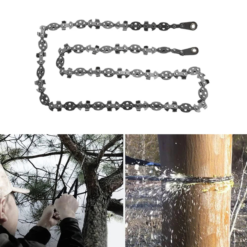 53/24 Inch Hand Rope Chain Saw Sharp Manual Tree Limb Chain Saw with 68/11 Teeth Folding Pocket Rope Chainsaw Tree Cutting Tool