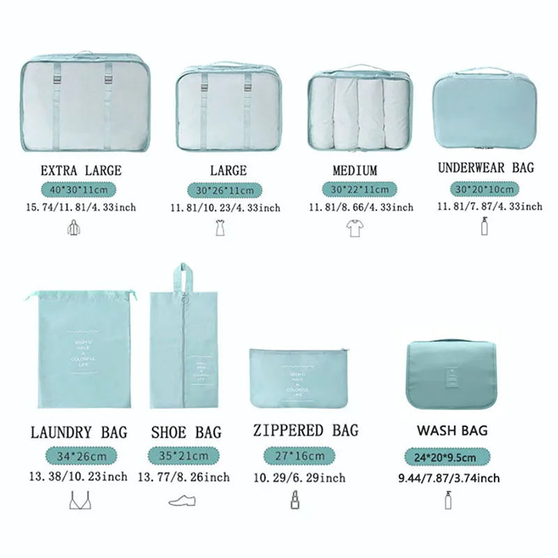 Travel Organizer Trip Storage Bags Suitcase Packing Cubes Cases Portable Wardrobe Luggage Clothe Shoe Organizer Pouch Toilet Bag