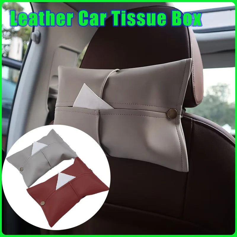 Leather Car Tissue Box Car Center Console Armrest Napkin Storage Sun Visor Backseat Tissue Case Car mounted paper tissue box