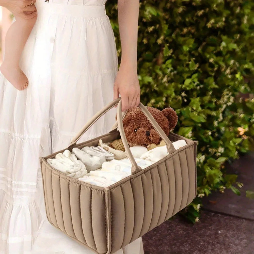 Baby Stroller Bag Home Storage Bag Large Capacity Felt Cloth Mommy Bags Carrying Handle Diaper Storage Bags Stroller Organizer