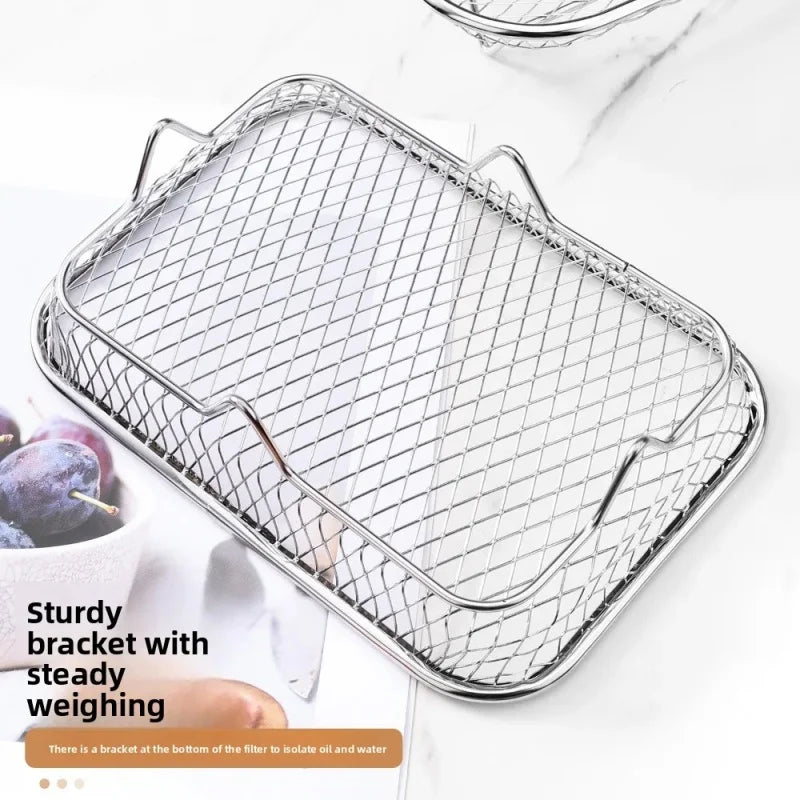 Multi Functional 304 Stainless Steel Air Fryer Accessories Stackable Rack Non-stick Airfryer Tray Grill Basket Kitchen Gadgets