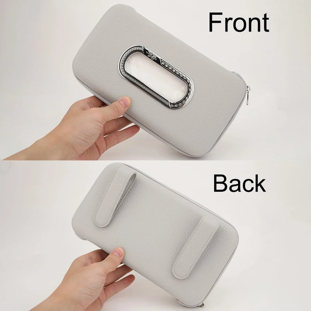 Car Tissue Holder, Sun Visor Napkin Holder, Car Visor Tissue Holder, Luxury PU Leather Backseat Tissue Case Holder
