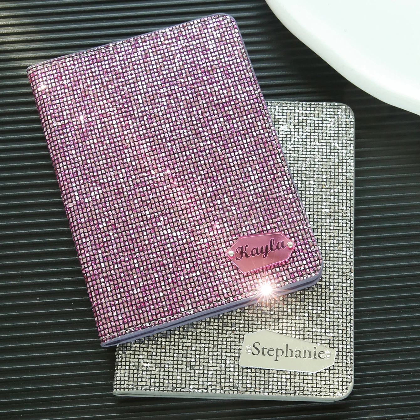 Personalized Name Passport Holder with Disco Ball Sequins Custom Unique Passport Holder with Shiny Mirror Name Tag Travel Gift