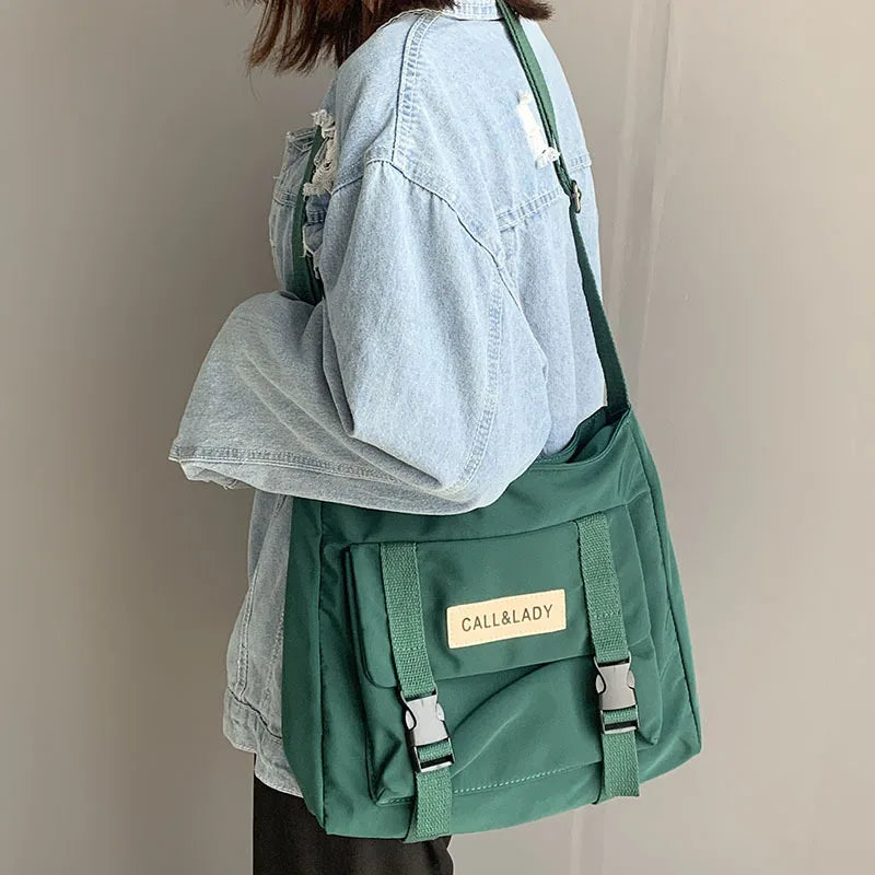 Waterproof Canvas Diagonal Cross Bag Youth Fashion Version Ladies Large Capacity Shoulder Bag Solid Color Women Messenger Bags