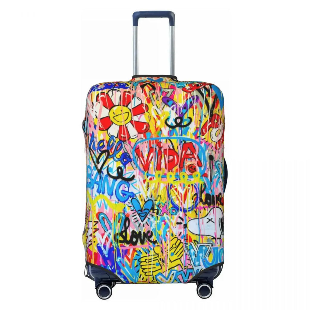 Custom Colorful Abstract Graffiti Camouflage Pop Art Suitcase Cover Dust Proof Travel Luggage Covers for 18-32 inch