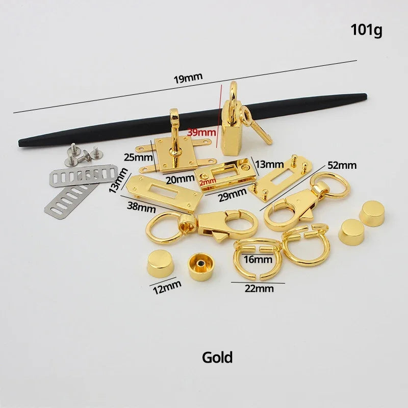 Fashion Metal Bag Locks Clasp Bag Lcok Set For Handbags Purse Tote Closures Snap Clasps DIY Craft Hardware Case Bag Accessories
