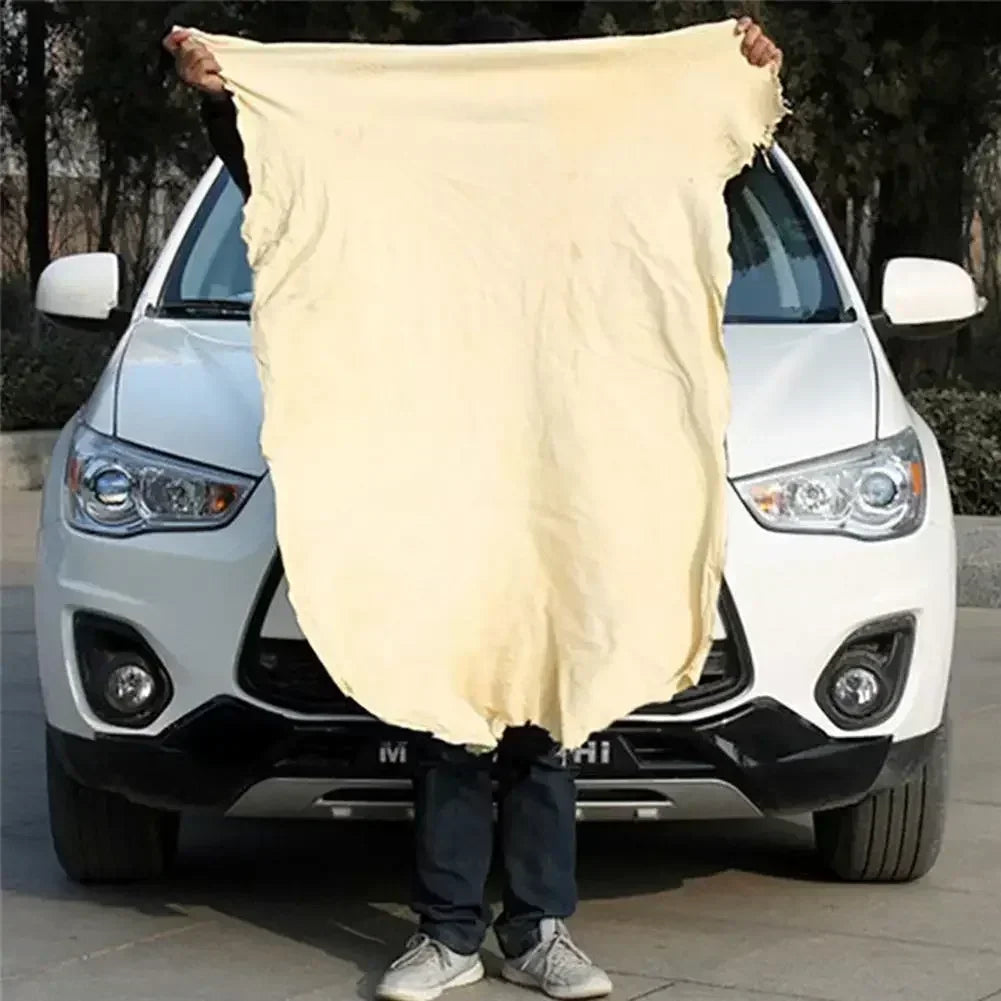 Natural Chamois Leather Cloth Free Shape Car Wash Towel Genuine Suede Ultra Absorbent Quick Dry Auto Cleaning Accessory
