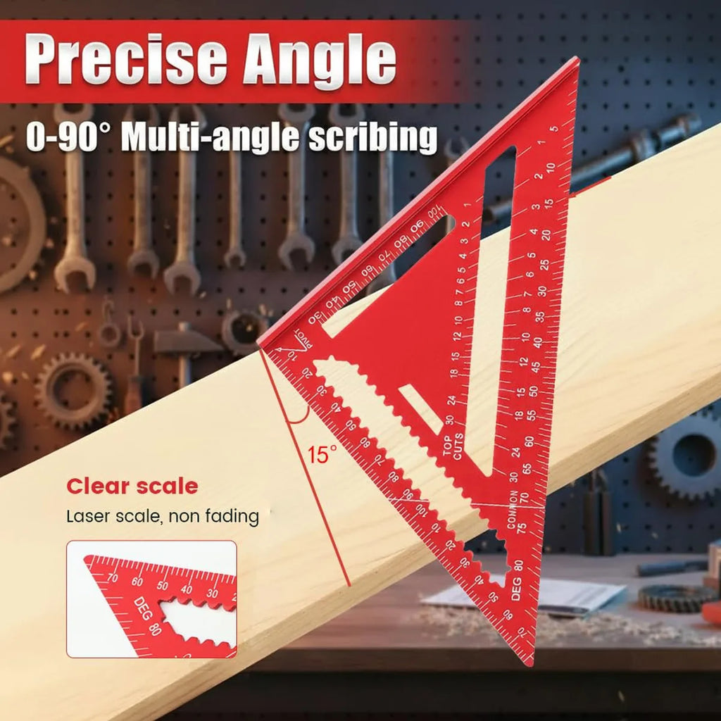 7/12 Inch Metric Aluminum Alloy Woodworking Triangle Ruler High Precision Angle Protractor Marking Gauge Carpenter Tool