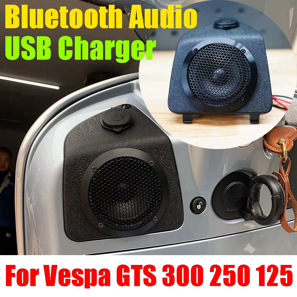 For PIAGGIO Vespa GTS300 GTS250 GTS 300 250 125 2022 Motorcycle Bluetooth Sound Rechargeable USB Charging Speaker Sound Audio