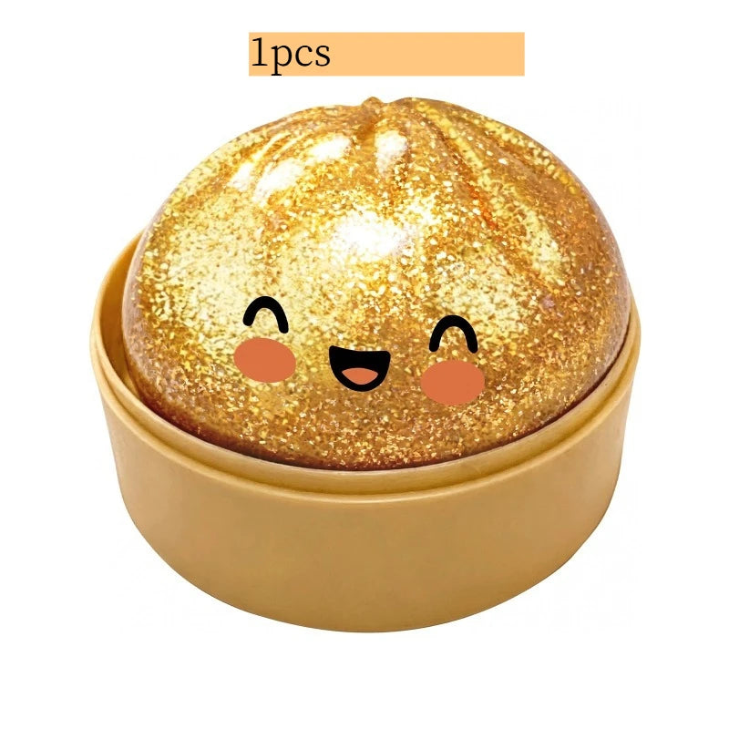 Glitter Dumpling Squishes Stress Balls 2026 Viral Fidget Toy Colorful Simulation Steamed Bun Decompression Toy for Anxiety