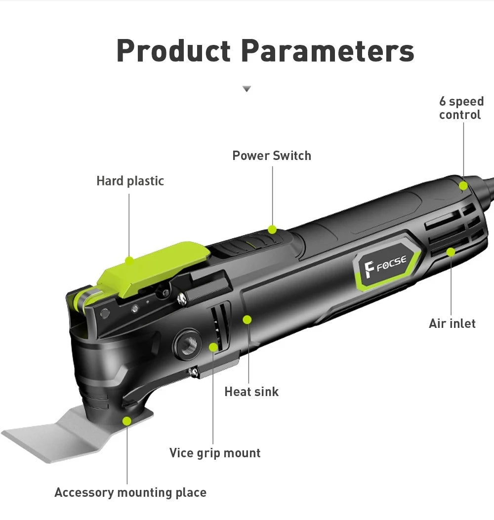 500W Electric Multifunction Oscillating Tool Electric Trimmer Saw Variable Speed with Accessories Home Decoration Renovate 5°