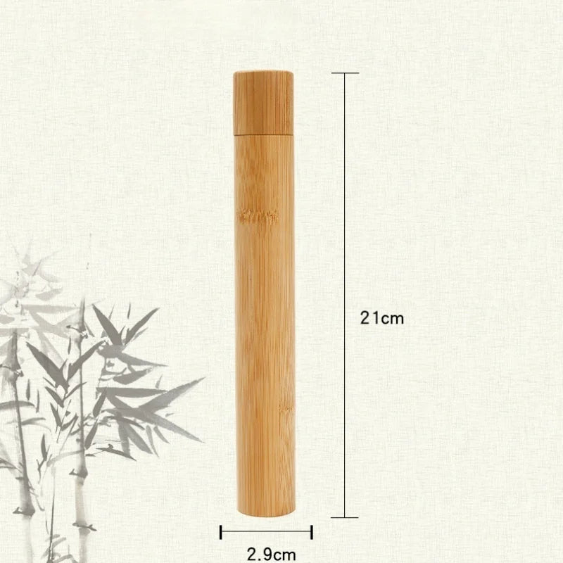 Eco-friendly Bamboo Toothbrush Holder,21cm Portable Travel Storage Box, Standing Conical Tube for Oral Hygiene Daily Outdoor Use
