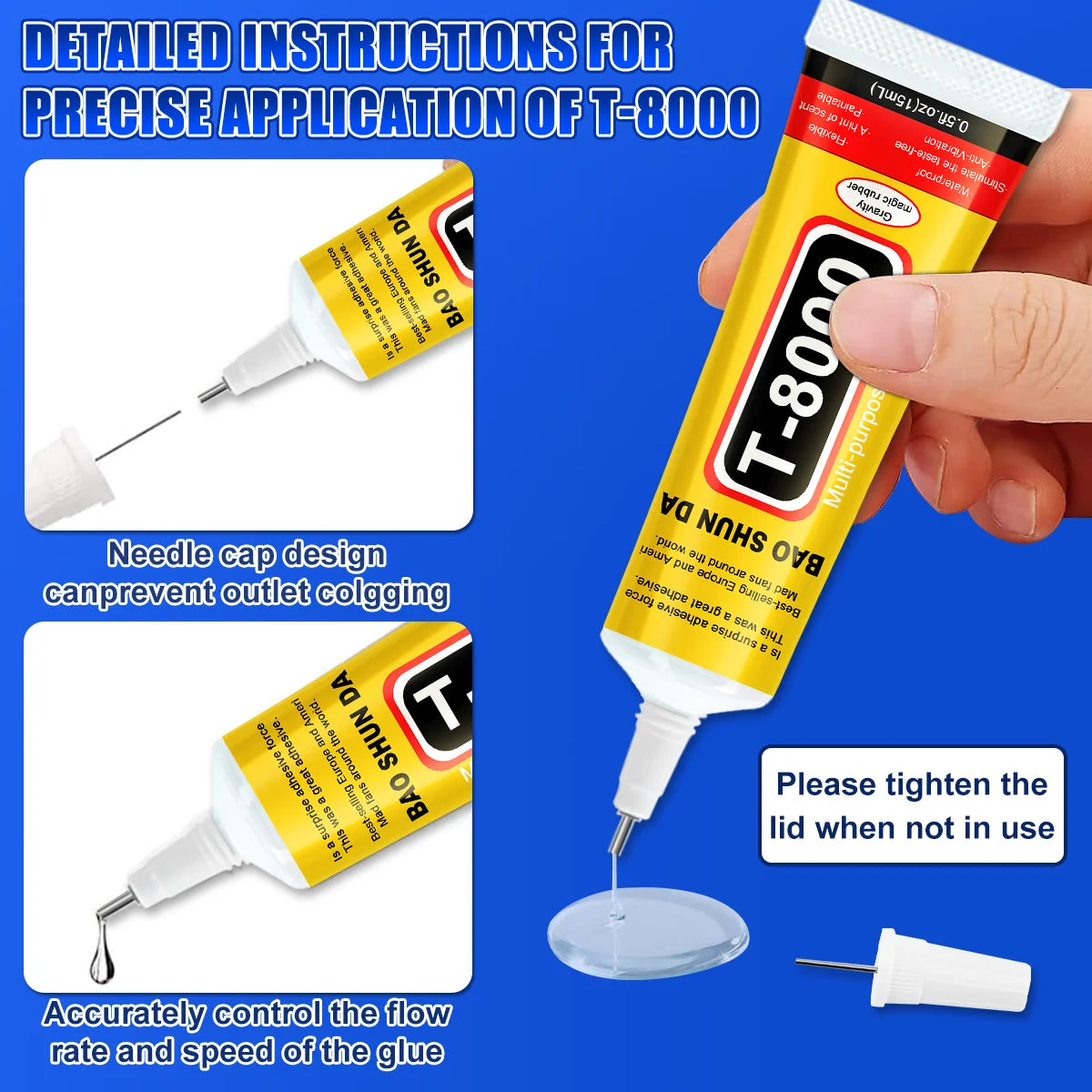 15/50/110ml T8000 Transparent Glue Contact Adhesive for Phone Repair Craft Jewelry Electronic Component Sealing T-8000 Sealant