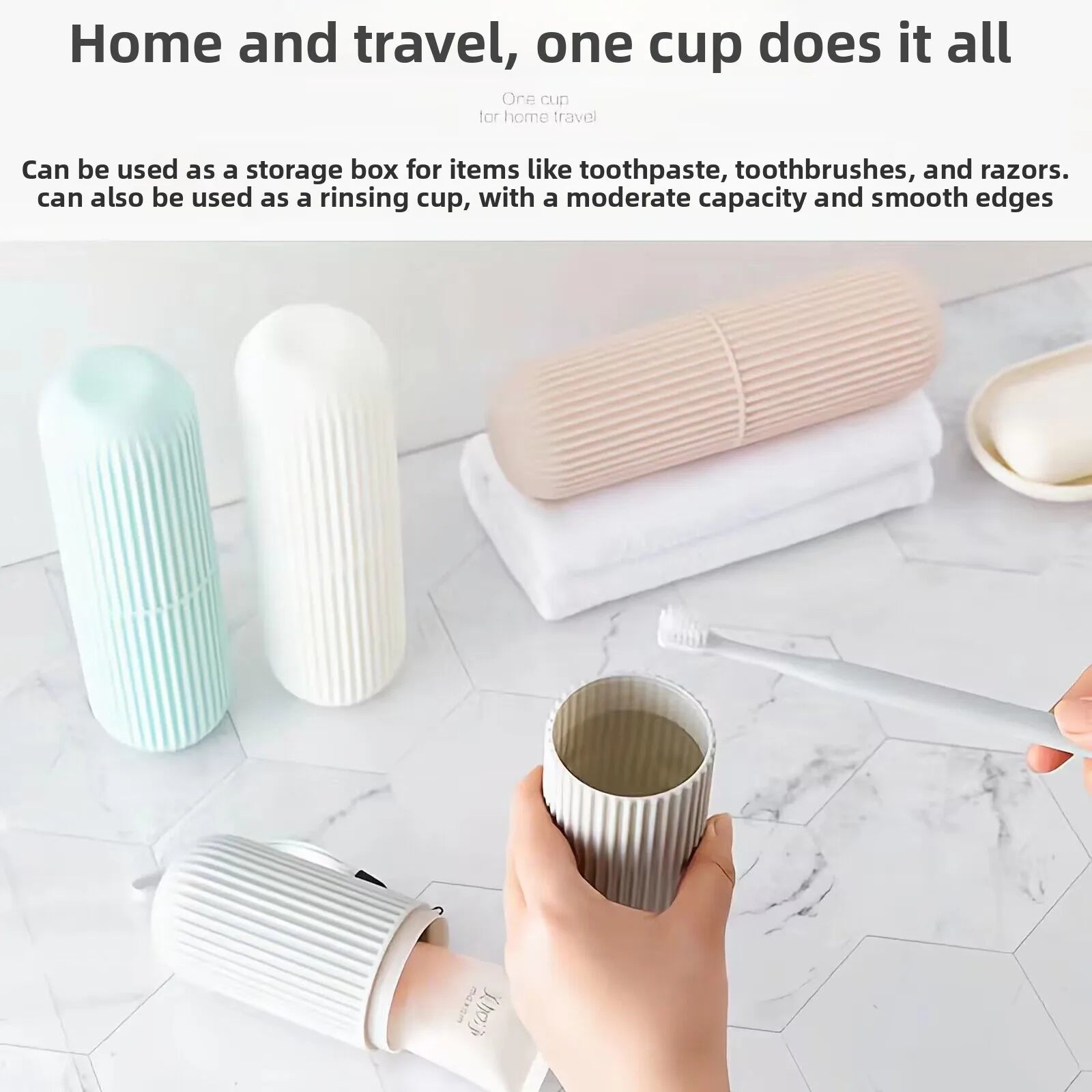 Striped Portable Travel Toothbrush Cup Set, Nordic Simple Mouthwash Cup Toothbrush Holder for Outdoor Washing Care