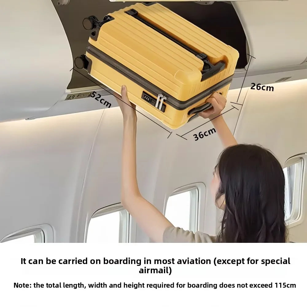 Bunnyfly Kids Front Opening Boarding Case with Spinner Wheels Laptop Trolley Carry on Luggage for Travel Easy to Handle Suitcase