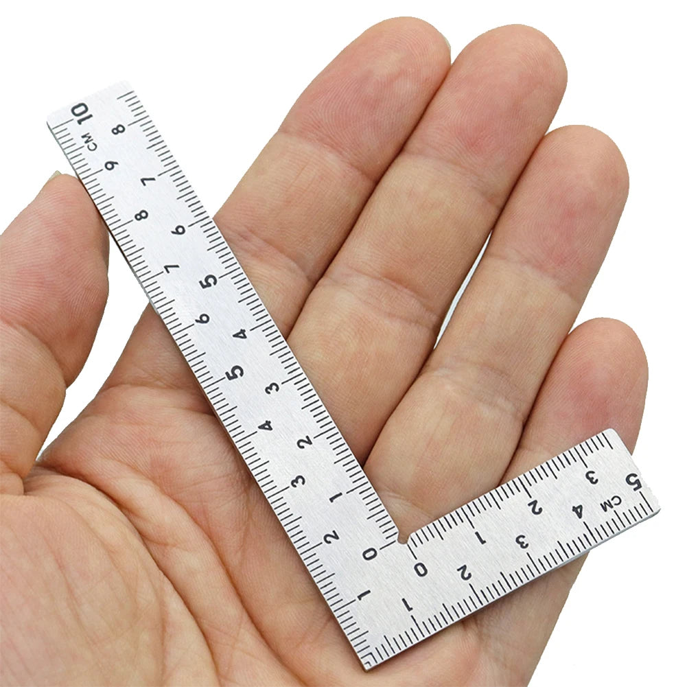 2Pcs Measuring Layout Tool Stainless Steel Square 90 Turning Ruler Precision Building Framing Gauges Mini L-Shaped Ruler