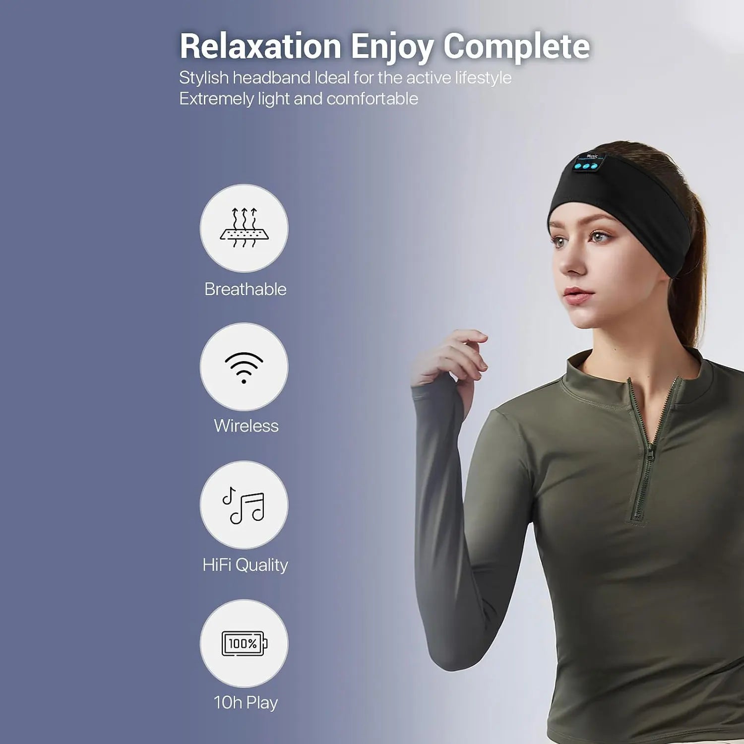 Wireless Sports Headband Headphones with Ultra-Thin HD Stereo Speakers, for Sleeping,Workout,Jogging,Yoga,Insomnia, Air Travel