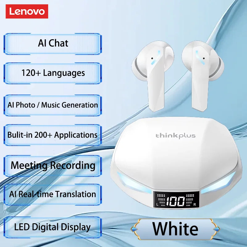 New Lenovo XT53 AI Bluetooth V5.4 Earphones Multiple Languages Translation Headphones Deep Bass Sound With HD Calls Work Earbuds