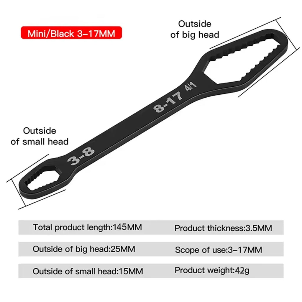 YONGRUN 1PC Universal Motorcycle Wrench 3-17mm 8-22mm Multi Function Repair Spanner Compact Bike Tool for Nut Bolt Adjustment