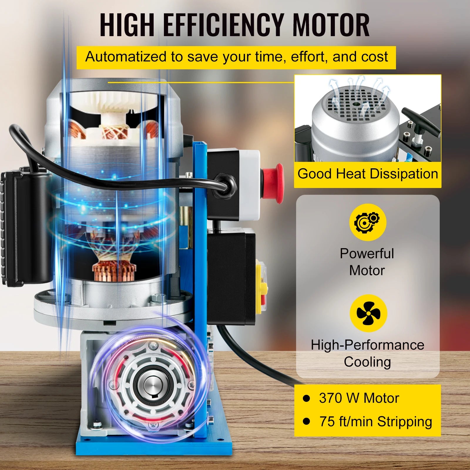 SucceBuy 370W 1.5-38mm Electric Wire Stripping Machine Cable Stripper 11 Channels Acrylic+Aluminum+Blade, Scrap Copper Recycling