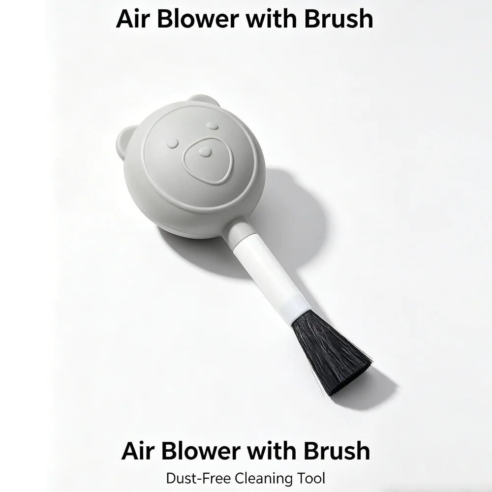 2-in-1 Air Blower Cleaning Tool with Brush for Car Interior, Camera Lens, Keyboard & Phone Screen Dust Removal Kit Portable Kit