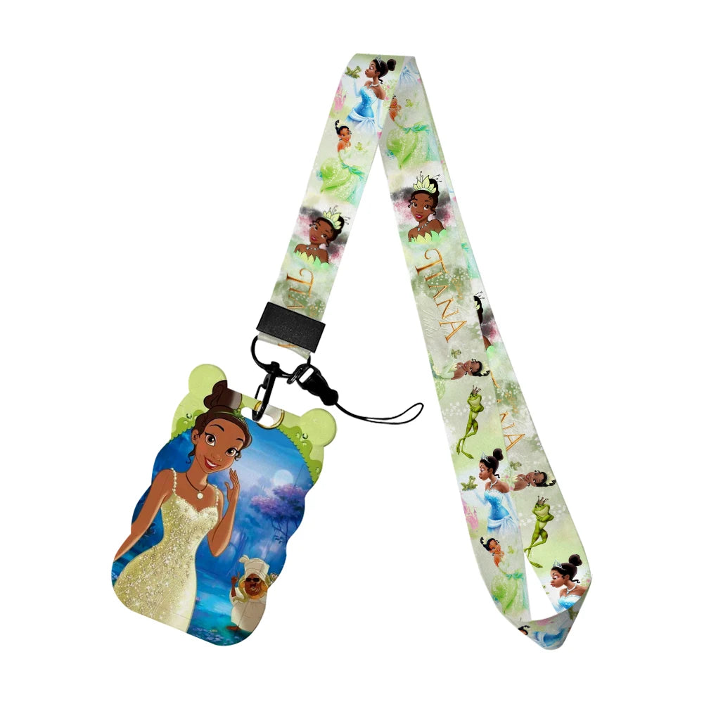 Disney The Frog and Princess Tiana Card Holders Lanyards Girls Door Card Case Hanging Rope Badge Holder Neck Strap Card Holder