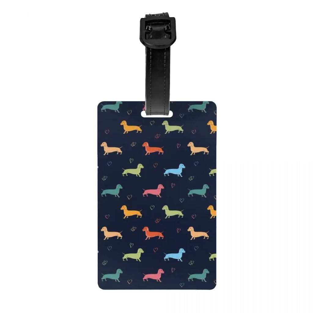 Custom Dachshunds Dog Luggage Tag Privacy Protection Badger Sausage Wiener Baggage Tags Travel Bag Labels Suitcase