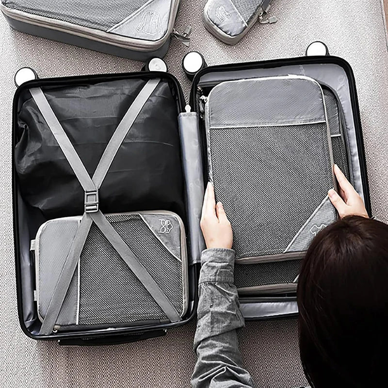 5 PCS Travel Clothing Storage Bag Compression Packing Cube Lightweight Luggage Organizers Sub Packaging Bag Travel Accessories