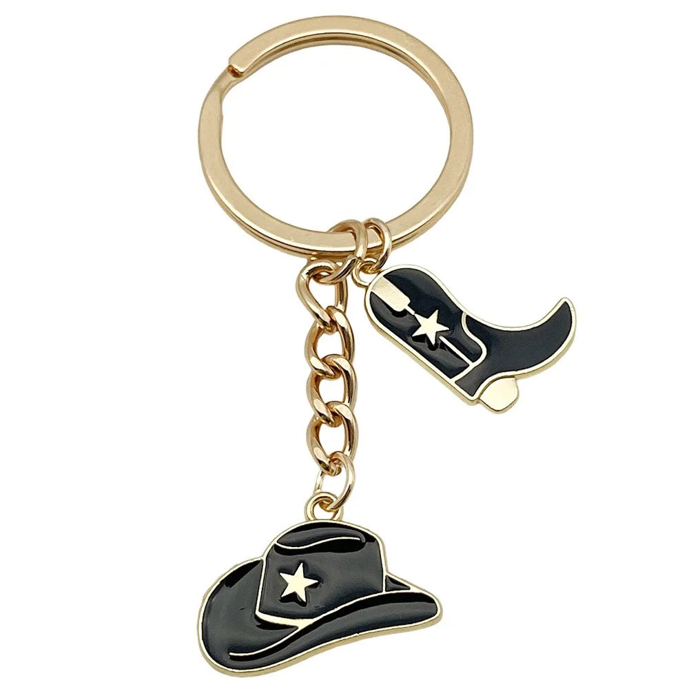5pcs Boots Cowboy Hat Horseshoe Western Cowboy Alloy Pendant Keychain, Best Gift Choice