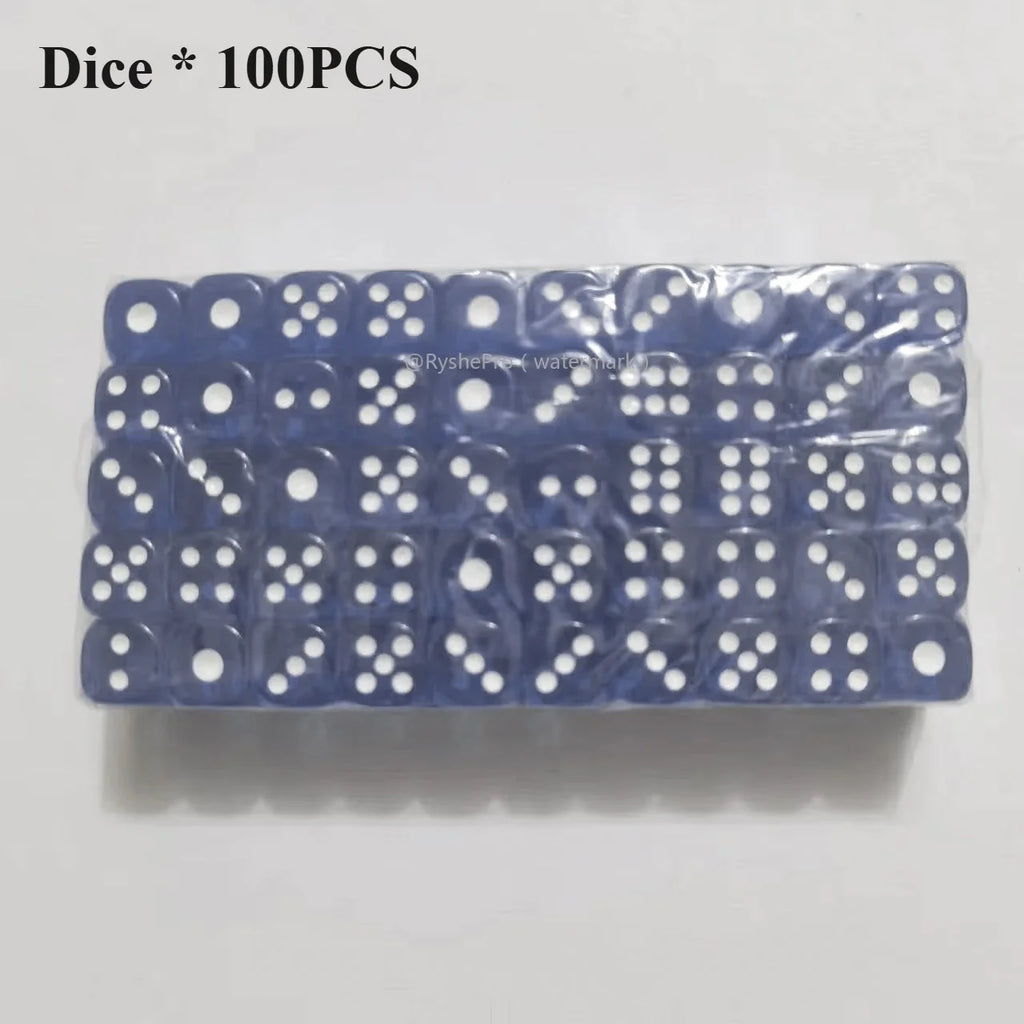 100 Pieces Colored Dices 14mm 6 Sided with Acrylic Material Standard Game Dice Set for Board Games Parties Classroom Math Dice