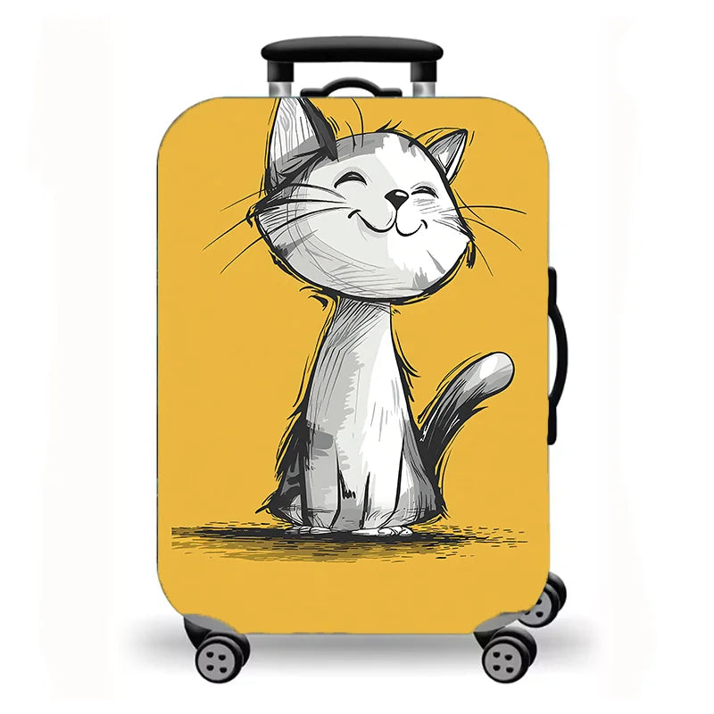 Luggage Cover, Cute Cartoon Cat Kitten Paw Print Stretch Suitcase Protector, Washable Anti-Scratch Travel Baggage Cover