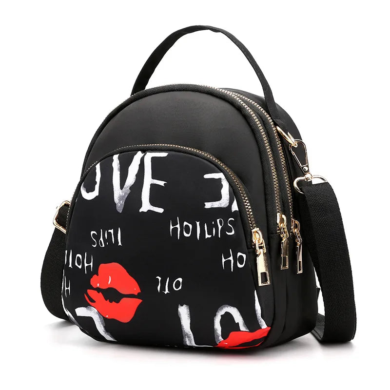 Ladies' fashionable crossbody multi-functional mini backpack with waterproof nylon fabric