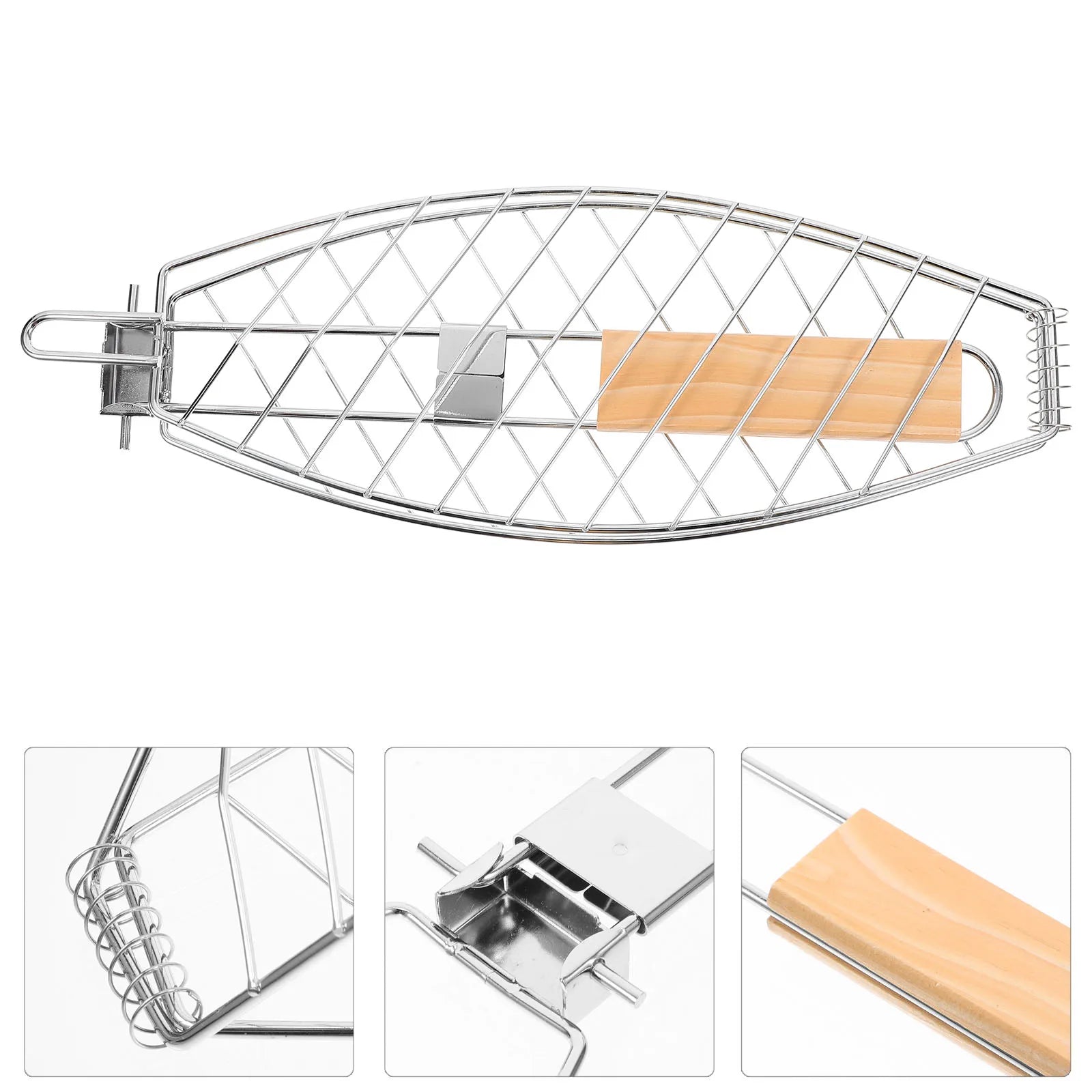Fish Grill Basket Folding Portable Stainless Steel Barbecue Bbq Grill Basket Barbecue Net Clip With Folding Handle Camping Tool