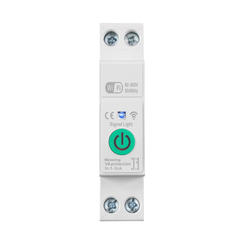 Manhot WiFi Smart Circuit Breaker MCB 1P+N 16A Switch Energy Meter Kwh Metering Monitoring Circuit Breaker Alexa Work With Tuya