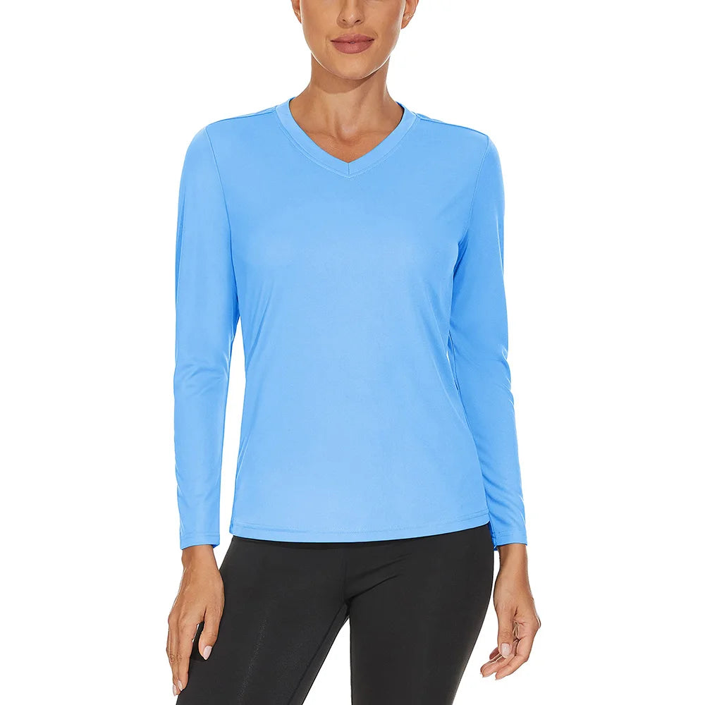 KEFITEVD UPF 50+ Women Long Sleeve T-shirts UV Sun Protection Outdoor Sport T Shirt Moisture Wicking Camping Hiking T-Shirts Tee