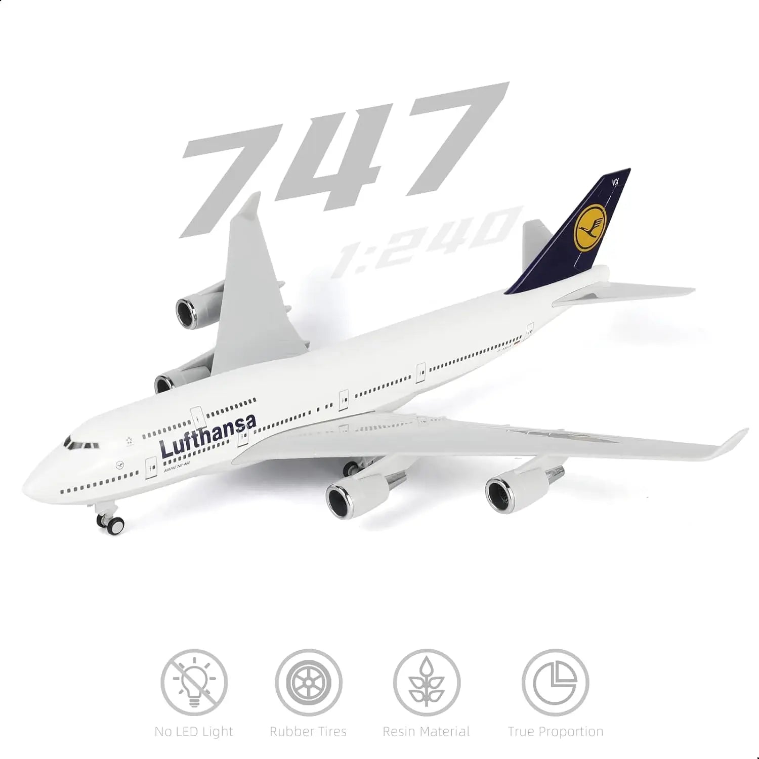 30cm Diecast Resin Airplane Model 1/240 Scale Lufthansa B747 With Display Stand Wheel Collectible Aircraft For Aviation Gift