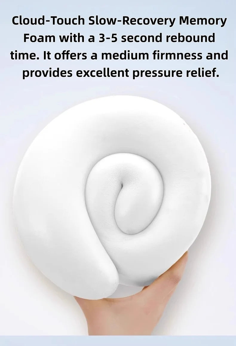Memory Foam U Shaped Neck Pillow Ergonomic Cervical Support Soft Breathable Washable for Airplane Car Office Nap Travel Headrest