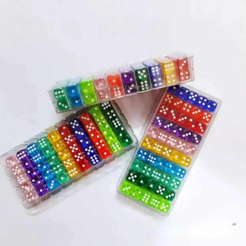 100 Pieces Colored Dices 14mm 6 Sided with Acrylic Material Standard Game Dice Set for Board Games Parties Classroom Math Dice