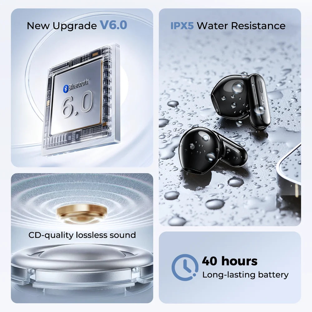 AI Translate Earphone Bluetooth HTC NE68 TWS Earbuds Smart LED Screen HiFi Sound Quality Noise Cancellation Sports Gaming Choice
