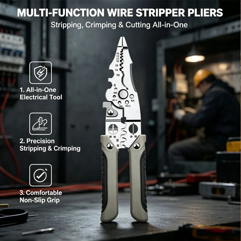 Multifunctional Stripping Crimping Pliers Wire Stripper Crimper Cable Cutter Adjustable Terminal Hand Tool For Electrician