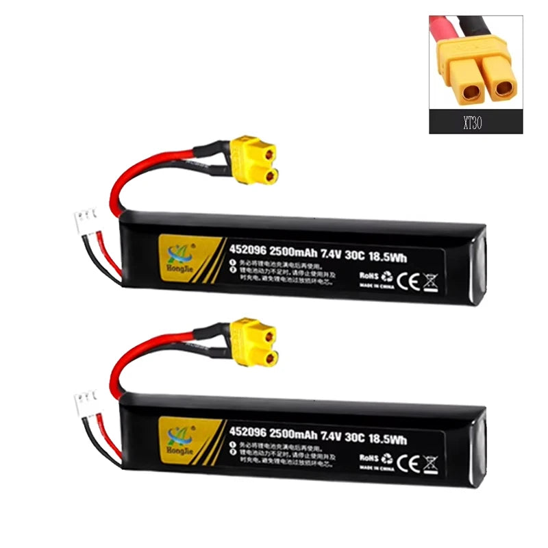 7.4V 2500mAh Lipo Battery Split Connection for Water Gun 2S 7.4V Battery for Mini Airsoft BB Air Pistol Electric Toys Guns Parts