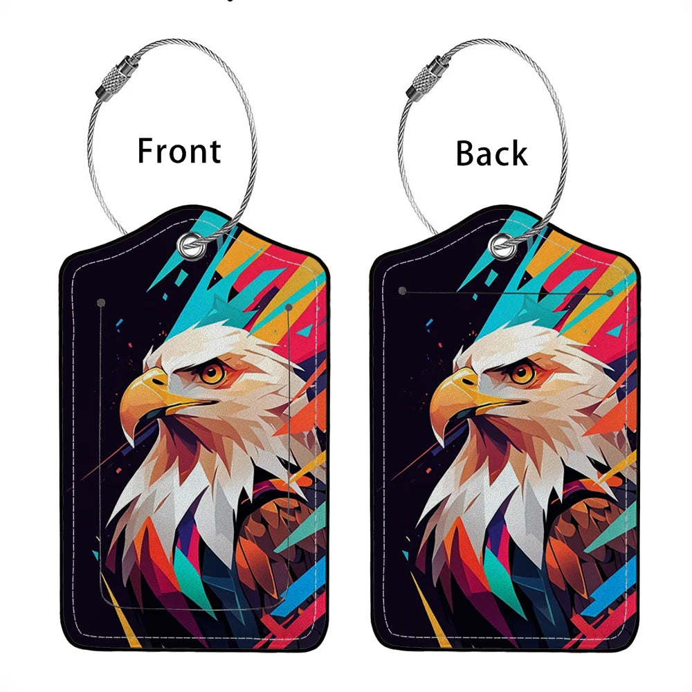 HOT SALE Cute animals Leather Business Luggage Tag Suitcase Address Label Luggage Boarding Case Label Name ID Address Clip