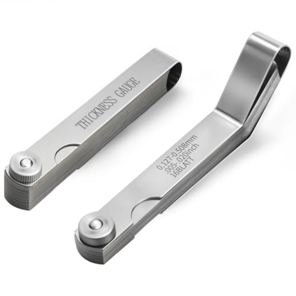 2pcs Feeler Gauge Set Stainless Steel 32 Straight 16 Offset Feeler Gauge Thickness Gauge For Valves Angled Thickness Measuring