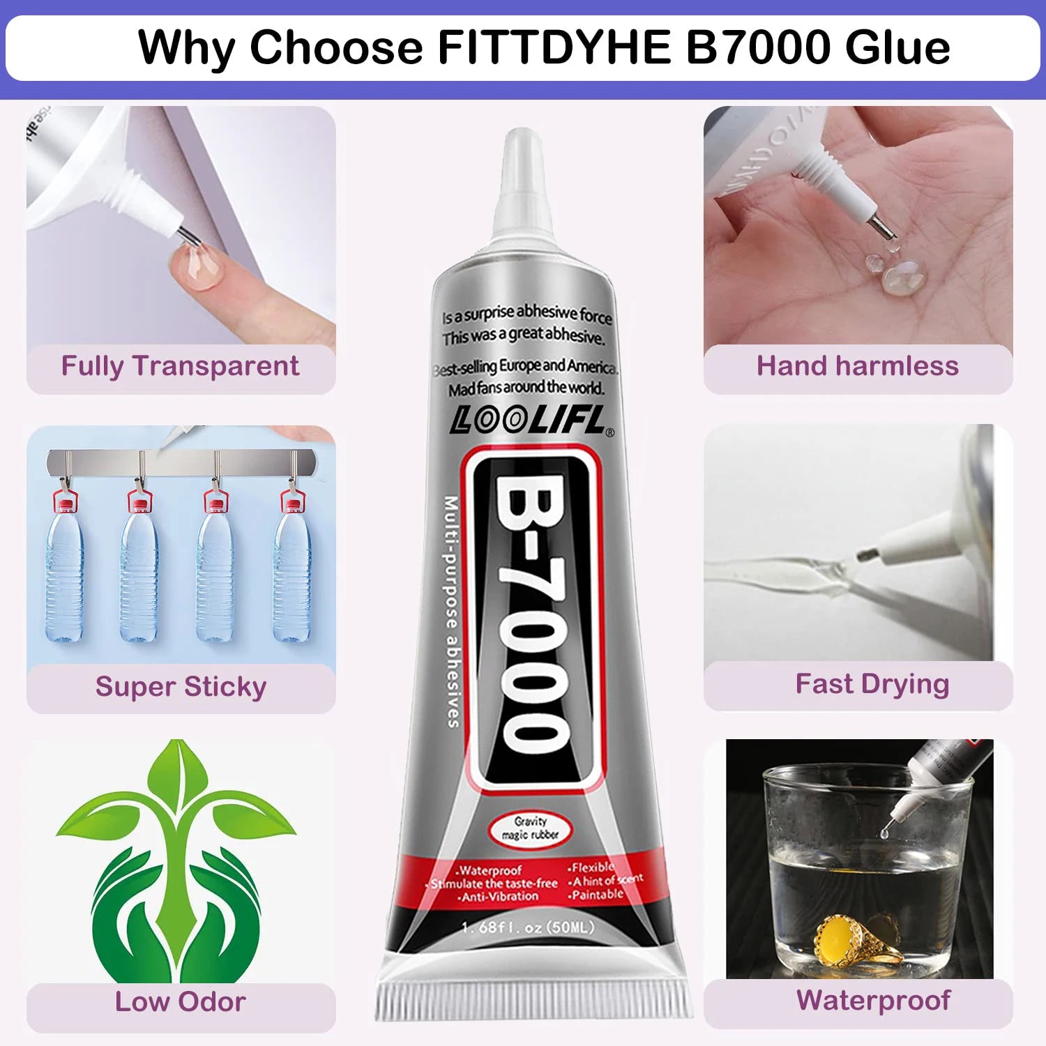 B-7000strong adhesive, adhesive paste for rhinestone crafts, clothing and shoes, jewelry production,mobile phone screens leather