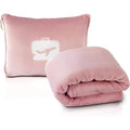 2-in-1 Travel Blanket and Pillow with Bag and Backpack Clip, Light Pink