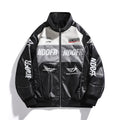 New Motorcycle PU Leather Bomber Jacket Japanese Loose Fashion Flight Jacket Large Size Men's Printed Faux Leather