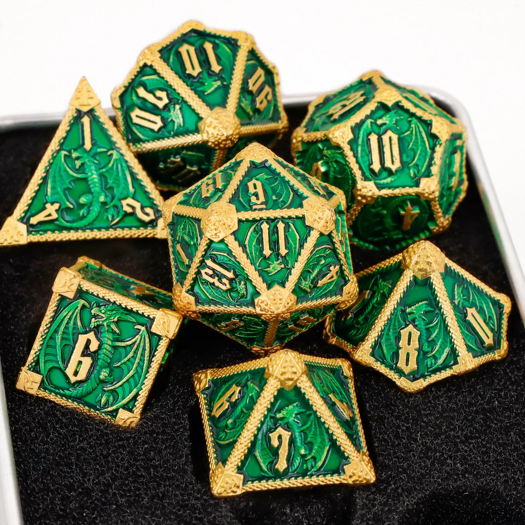 D and D Dice RPG Metal Dice for DnD Polyhedral Dice For Dungeons and Dragons Dice Role Playing Games D&D Dice Gifts Green Dice