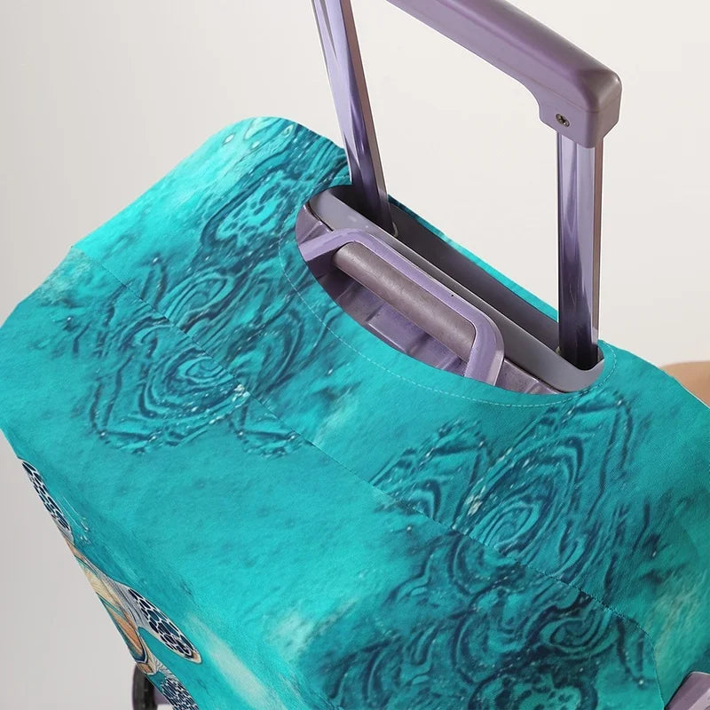 Double turtle deep-sea pattern luggage protection cover, suitable for 18-32 inch luggage covers, luggage handle gloves, travel a